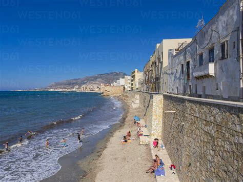 Italy, Sicily, Province of Trapani, Trapani, Old town, Beach and Via ...