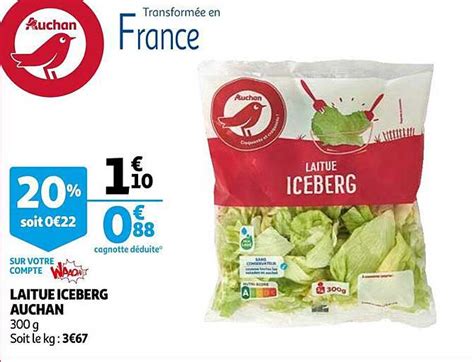 Promo Laitue Iceberg Auchan Chez Auchan Icatalogue Fr