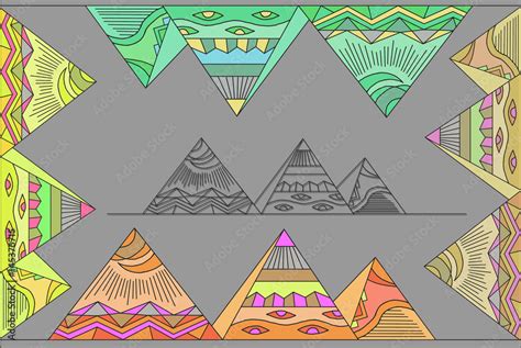 Drawing of the Egyptian pyramids Stock Illustration | Adobe Stock