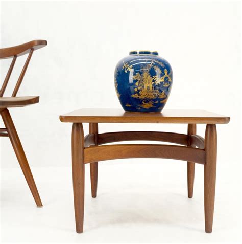 Square Mid Century Modern Walnut Dowel Leg Side Coffee Occasional Table