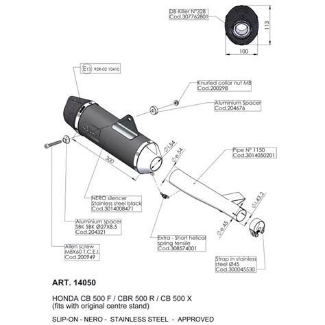 Échappement silencieux Slip On LeoVince NERO Inox noir pour Honda