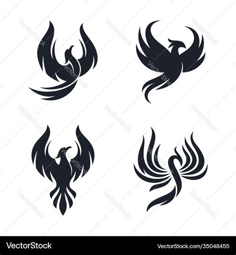 Sets Phoenix Logo Design Template Royalty Free Vector Image