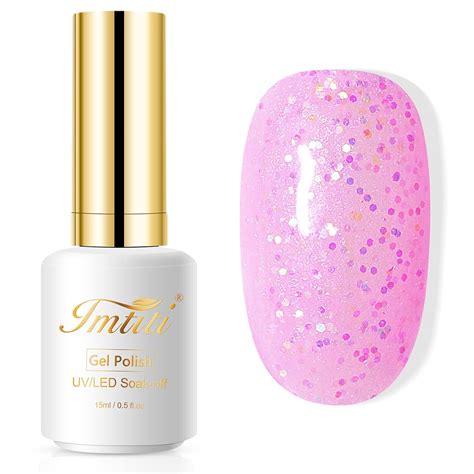 Amazon Imtiti Gel Nail Polish 1 Pcs 15ml Glitter Translucent Nude Pink Color Soak Off UV