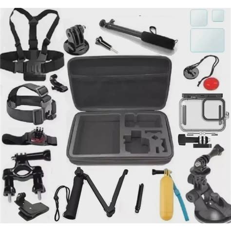 Kit Para GoPro Hero 9 Black Mala Estanque Tripé Bastão 3 Way Películas