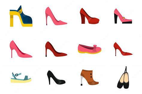 Premium Vector Woman Shoes Icon Set Flat Set Of Woman Shoes Vector Icons Collection Isolated