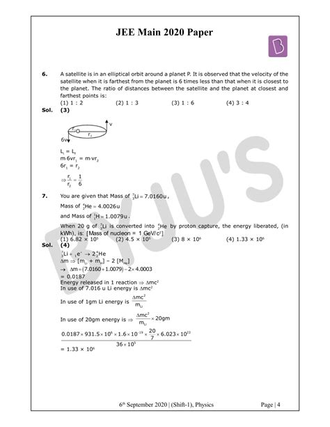 Find Detailed Solutions For Jee Main Physics Shift Sept