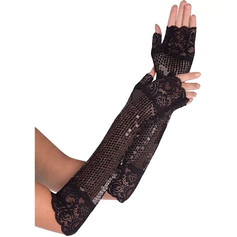 Long Lace Fingerless Gloves For Adults Party City