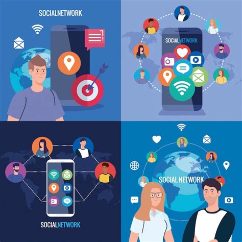 Coloque Carteles De Redes Sociales Personas Conectadas Digitalmente