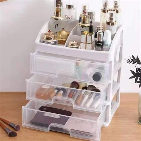 Jual Rak Kosmetik Makeup Storage Plastic Box 3 Laci Susun Kotak