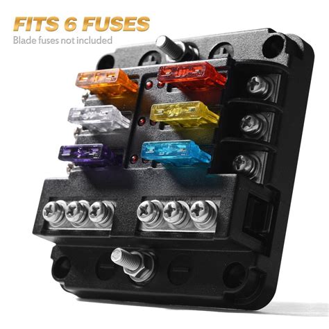 6 Circuit Blade Fuse Block 6 Way Fuse Box Block Holder With LED