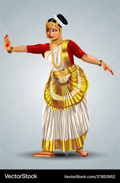 Kerala Traditional Dance Performance Mohiniyattam Vector Image