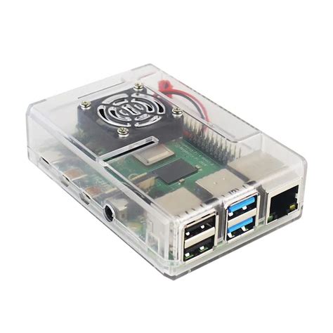 Boîtier ABS transparent noir pour Raspberry Pi 4B avec ventilateur de