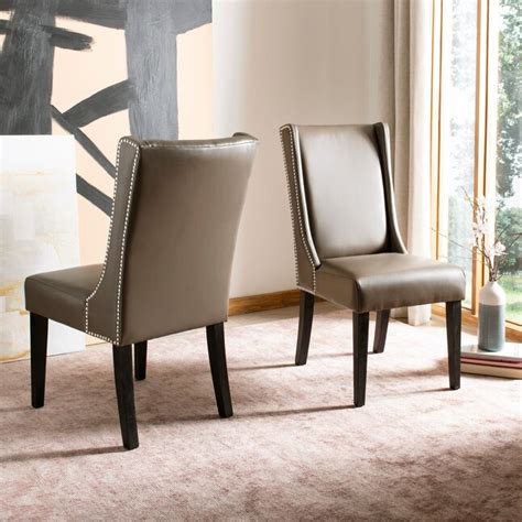 Safavieh Set Of 2 Sher Contemporarymodern Faux Leather Upholstered Side Chair Wood Frame In