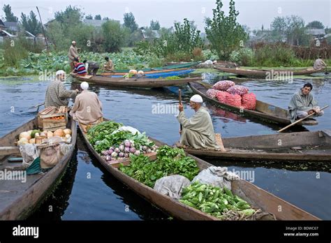 Floating Market Dal Lake Srinagar Kashmir India Stock Photo Alamy