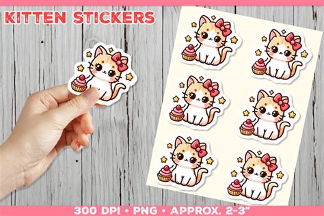 Cute Kitten Sticker PNG Adorable Kawaii Cat Sticker PNG