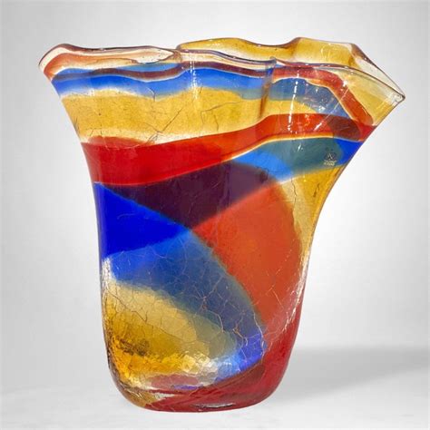 Mario Costantini Vase Cracked Effect Colored Vase Glass Catawiki