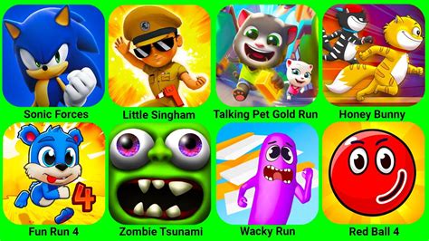 Red Ball 4 Talking Tom Gold Run Zombie Tsunami Sonic Forces Wacky