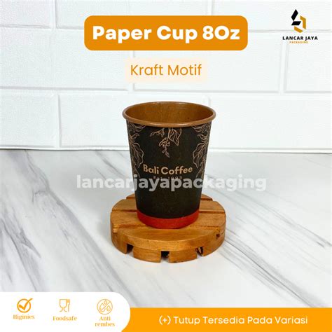 Jual 50 PCS Paper Cup 8 Oz 240ml Gelas Kertas Teh Kopi Tahan Panas