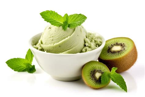 Kiwi Ice Cream With Kiwi Fruit Isolated On White Background 29557396