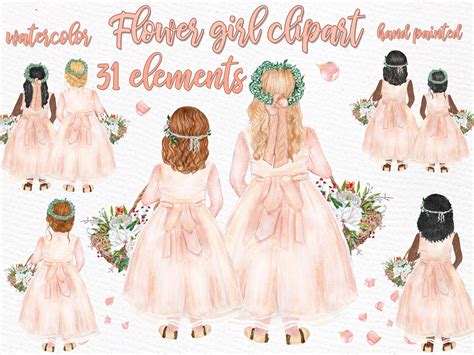 Flower Girl Clipart: wedding Clipart Girls Clipart | Etsy UK