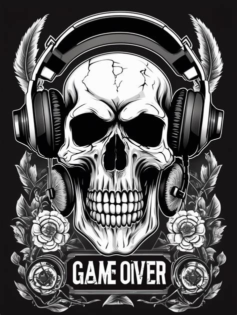 Premium Free Ai Images Black And White Game Over Skull Gaming Logo