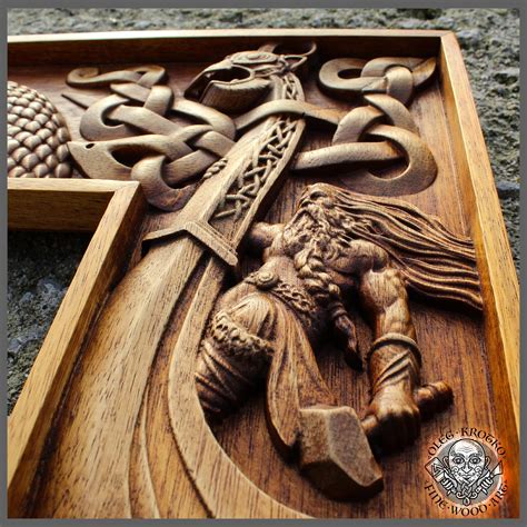 Thor Wood Carving Viking Frame Ragnarok Home Decor Norse Etsy Australia