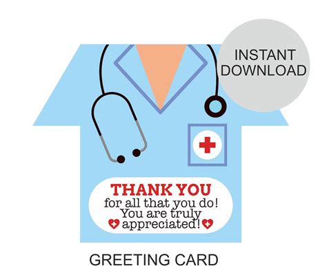 Printable Doctors Day Card Doctor Thank You Card Thank You Doctor Card Printable