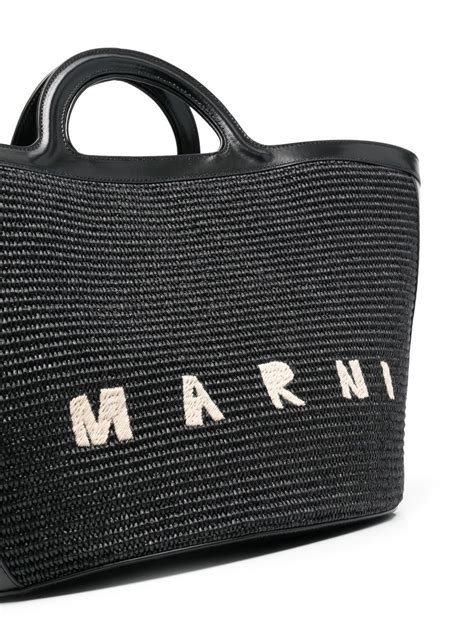 Marni Tropicalia Logo Embroidered Tote Bag Black Farfetch Uk