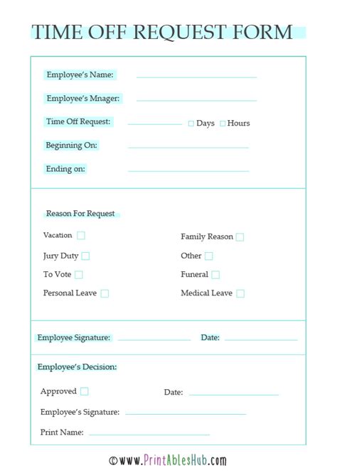 Printable Time Off Request Calendar Template Zachary Aadil