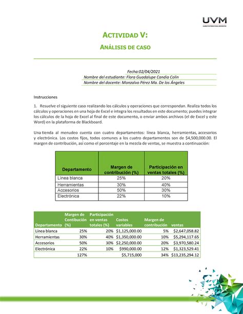 Actividad 5 Contabilidad Adminitrativa Analisis Del Caso ACTIVIDAD V