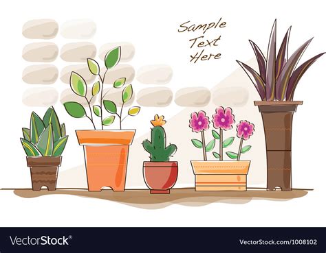 Cartoon Pot Plants Royalty Free Vector Image Vectorstock