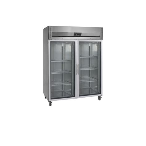 Vitrine inox ventilée positive 1325 Litres 2 portes vitrées GN 2 1