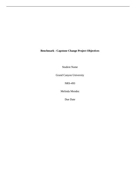 Nrs Topic Assignment Capstone Change Project List Of Objectives