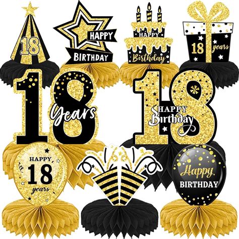 18th Birthday Decorations Honeycomb Table Toppers With Toppers 9pcs