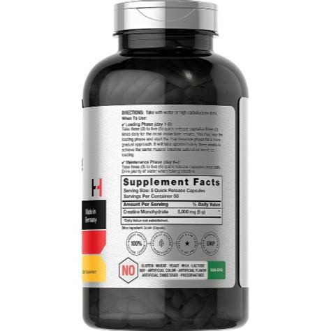 Horbaach German Creatine Monohydrate 5000mg | 250 Capsules, 250 Capsules - Fred Meyer