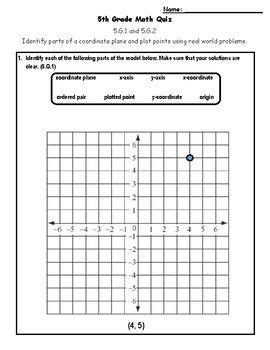 5th Grade Math Assessment Coordinate Planes 5 G 1 And 5 G 2 In 2024