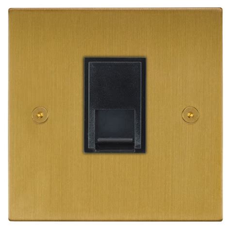 Focus Sb Horizon Square Corners Nhsb251b 1 Gang Slave Telephone Socket In Satin Brass With