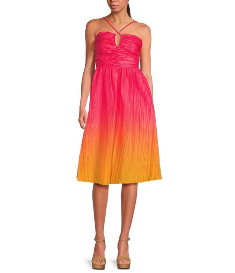 Vince Camuto Ombre Halter Neck Sleeveless Taffeta Dress Dillards