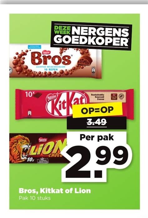 Bros Kitkat Of Lion Stuks Aanbieding Bij Plus