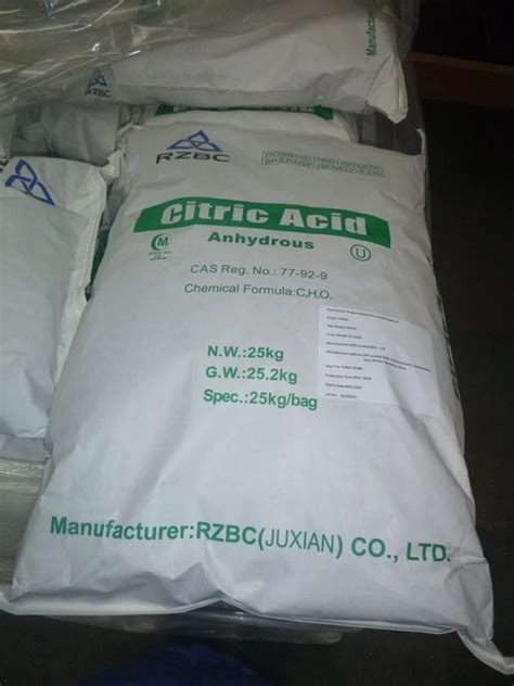 Citric Acid Anhydrous Ttca Ensign Rzbc Cofco Union Brand Buy Good