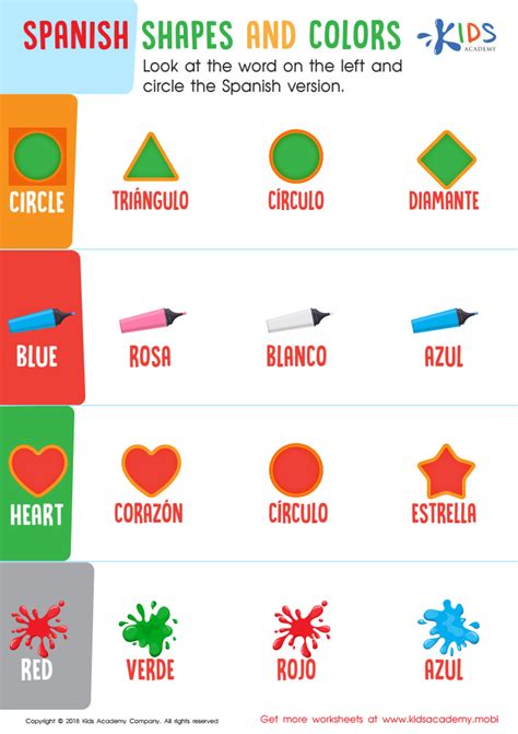 Shapes In Spanish Worksheets