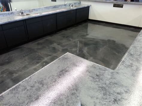 Gray Metallic Epoxy Floors And Refinished Countertops In A Houston Tattoo Shop Integrity Floor