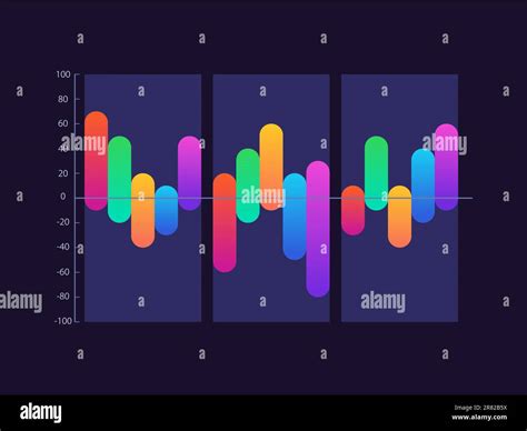 Positive And Negative Gradient Infographic Chart Design Template For Dark Theme Stock Vector