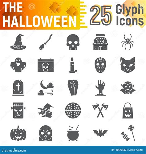 Halloween Glyph Icon Set, Spooky Symbols Collection, Vector Sketches, Logo Illustrations, Horror ...