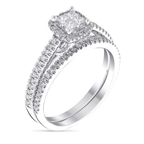 Solitaire Alliance Or Blanc Et Diamants Carats Brillant Duo