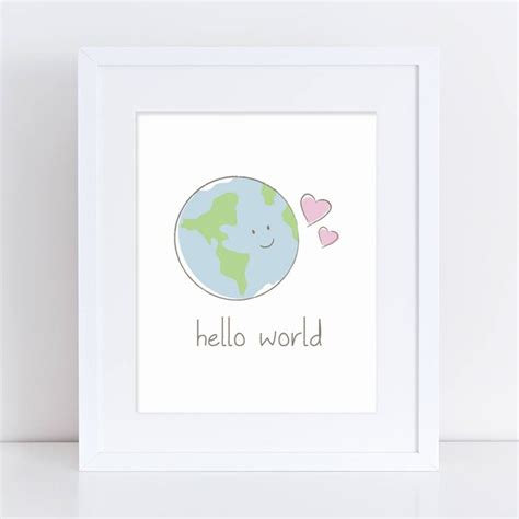 Hello World Printable Hello World Art Print Hello World | Etsy