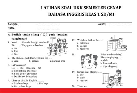 Soal Pat Bahasa Inggris Kelas 1 Sd Semester Genap Tahun 2021 Beserta Jawabannya Modul Ajar