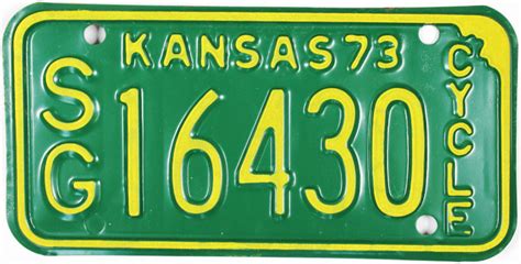 1973 Kansas Motorcycle License Plate Brandywine General Store