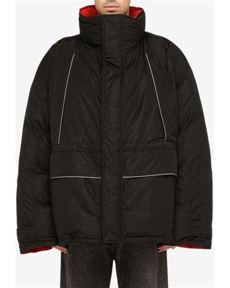 Balenciaga Logo Embroidered Wrap Parka In Black For Men Lyst