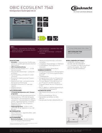 Bauknecht OBIC Ecosilent 7540 Dishwasher Benutzerhandbuch Manualzz